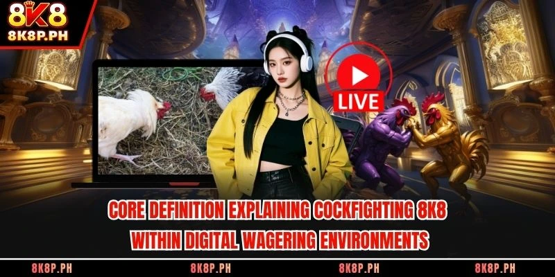 Core definition explaining cockfighting 8K8 within digital wagering environments